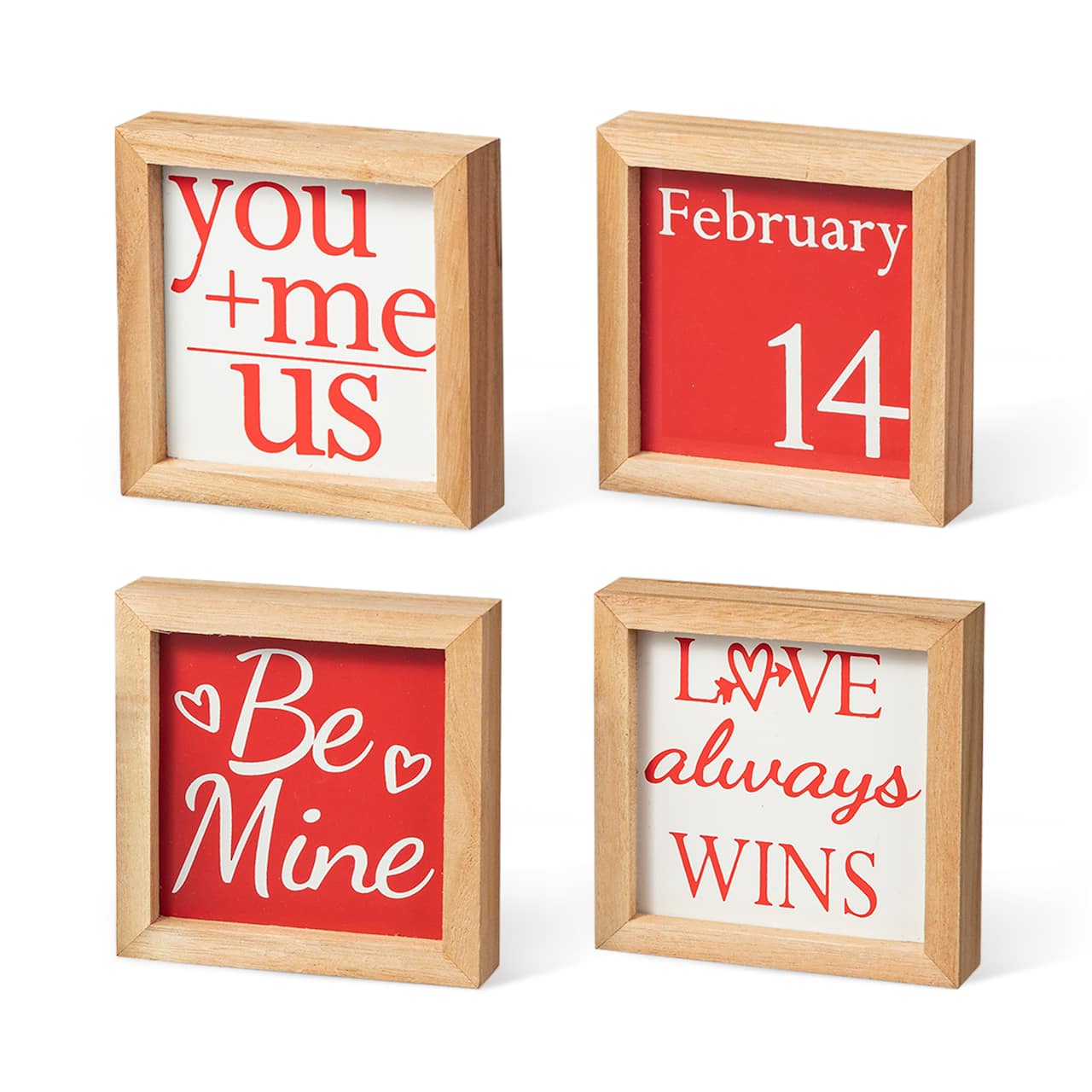 Glitzhome® 4" Valentine's Wooden Block Table Décor Set